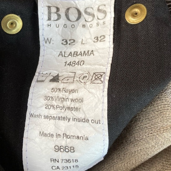 BOSS HUGO BOSS ALABAMA KHAKI TAN JEANS WOOL BLEND FABRIC SIZE 32 - Picture 7 of 9